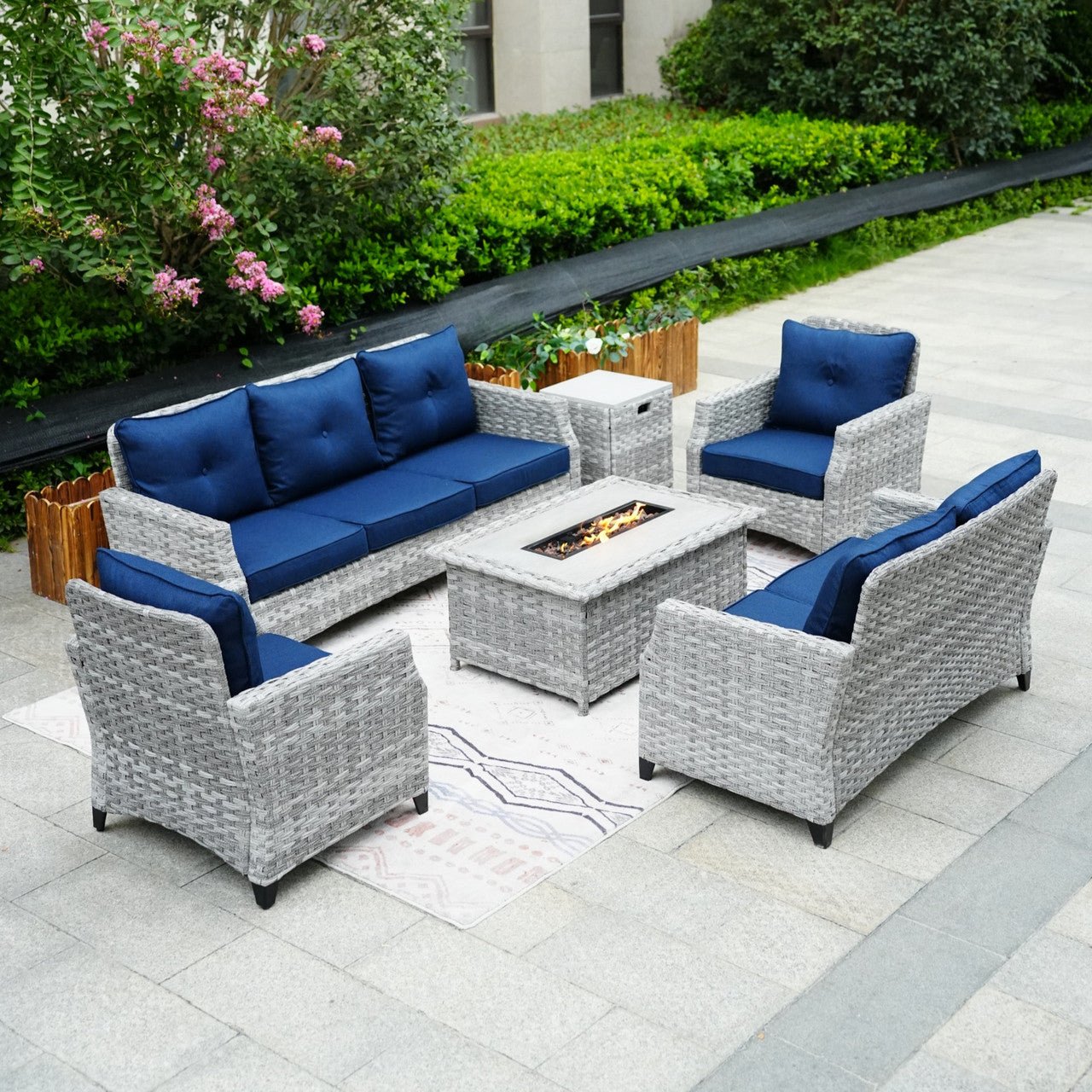 Outdoor Fire Pit Sofa Set 4/5/7 Seat Options (PAF - 1801/02/03) - Direct Wicker