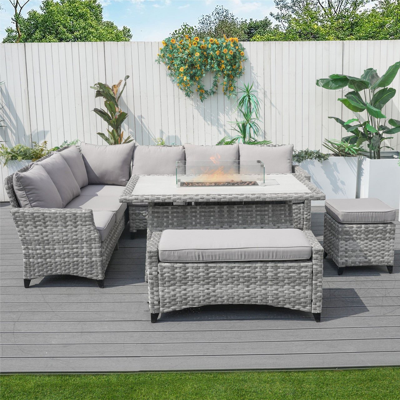 Outdoor Fire Pit Sofa Set 5 - Piece (PAF - 2001) - Direct Wicker