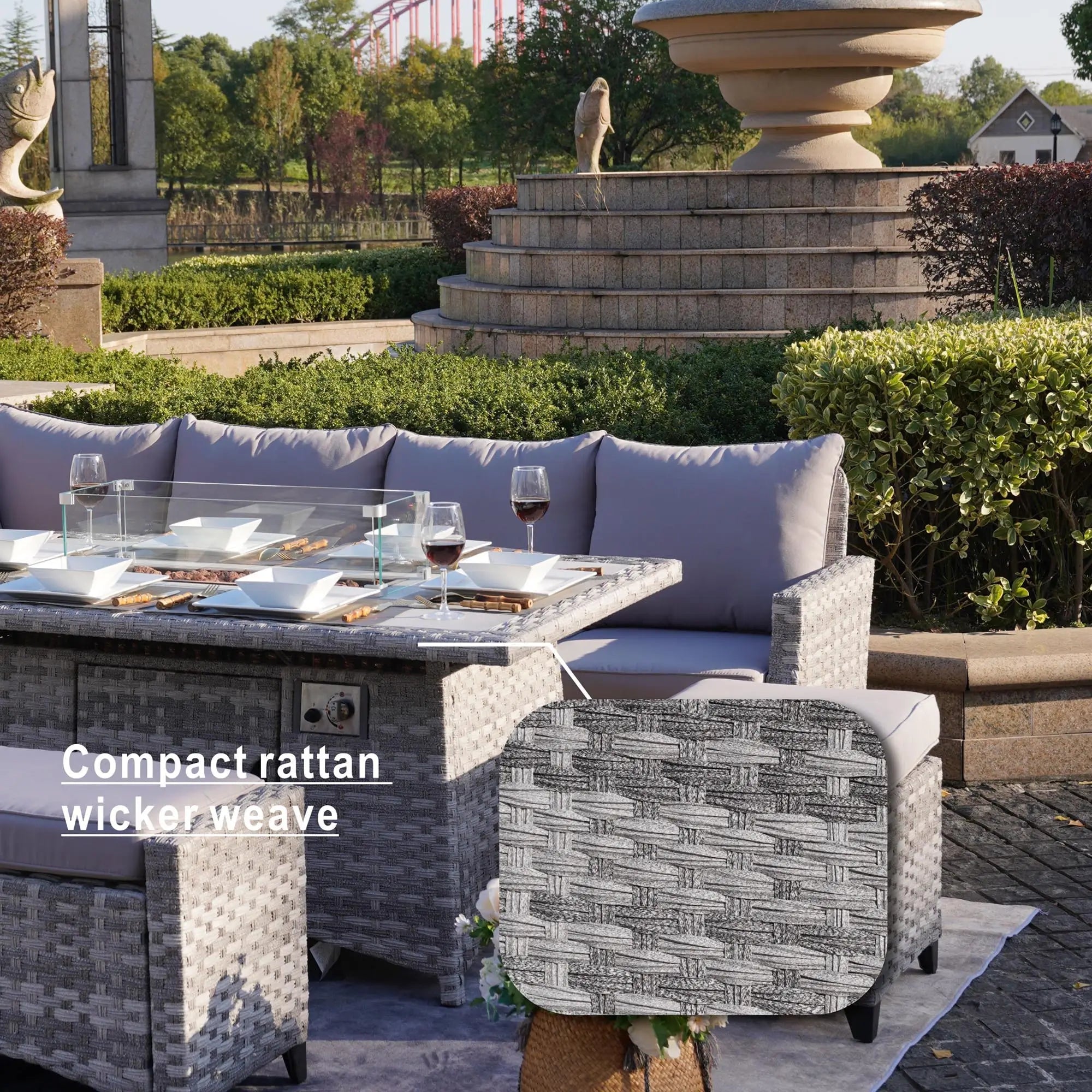 Outdoor Fire Pit Sofa Set 5-Piece (PAF-2001) - Direct Wicker