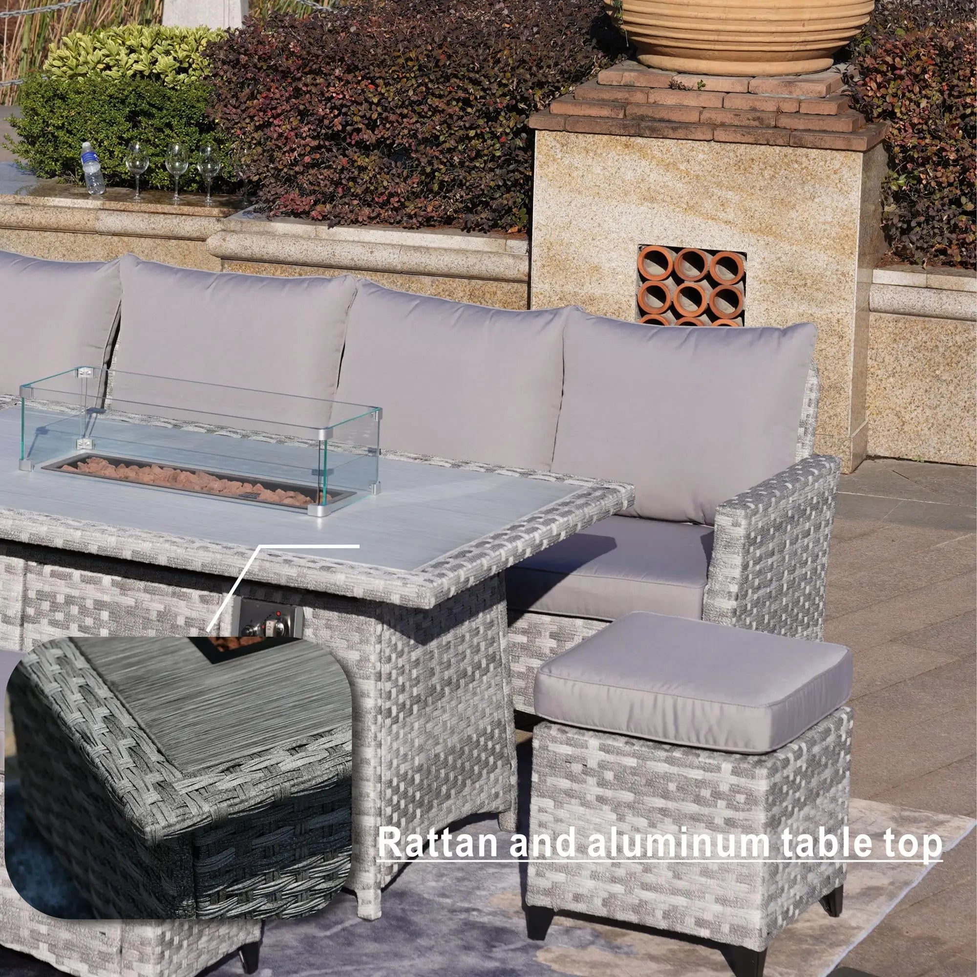 Outdoor Fire Pit Sofa Set 5-Piece (PAF-2001) - Direct Wicker