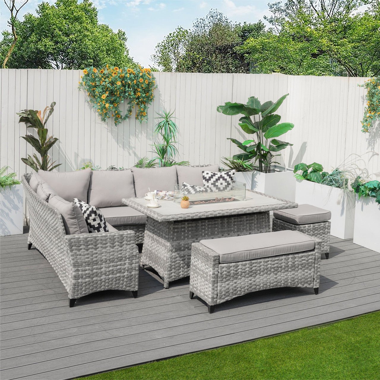 Outdoor Fire Pit Sofa Set 5 - Piece (PAF - 2001) - Direct Wicker