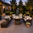 Outdoor Fire Pit Sofa Set with Rectangular Firepit Table (PAS-1503+1106FI) - Direct Wicker