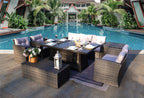 Outdoor Fire Pit Sofa Set with Rectangular Firepit Table (PAS - 1503+1106FI) - Direct Wicker