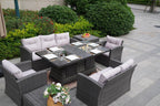 Outdoor Fire Pit Sofa Set with Rectangular Firepit Table (PAS - 1503+1106FI) - Direct Wicker