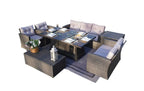 Outdoor Fire Pit Sofa Set with Rectangular Firepit Table (PAS - 1503+1106FI) - Direct Wicker