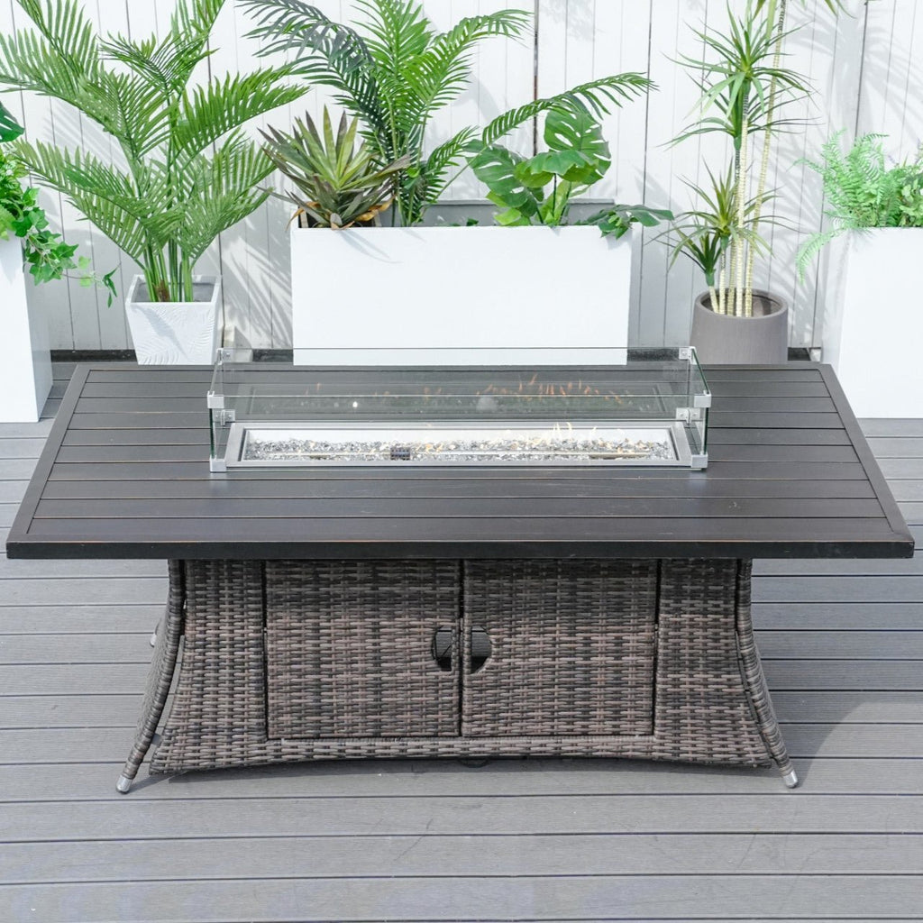 Outdoor Fire Pit Sofa Set with Rectangular Firepit Table (PAS - 1503+1106RA) - Direct Wicker