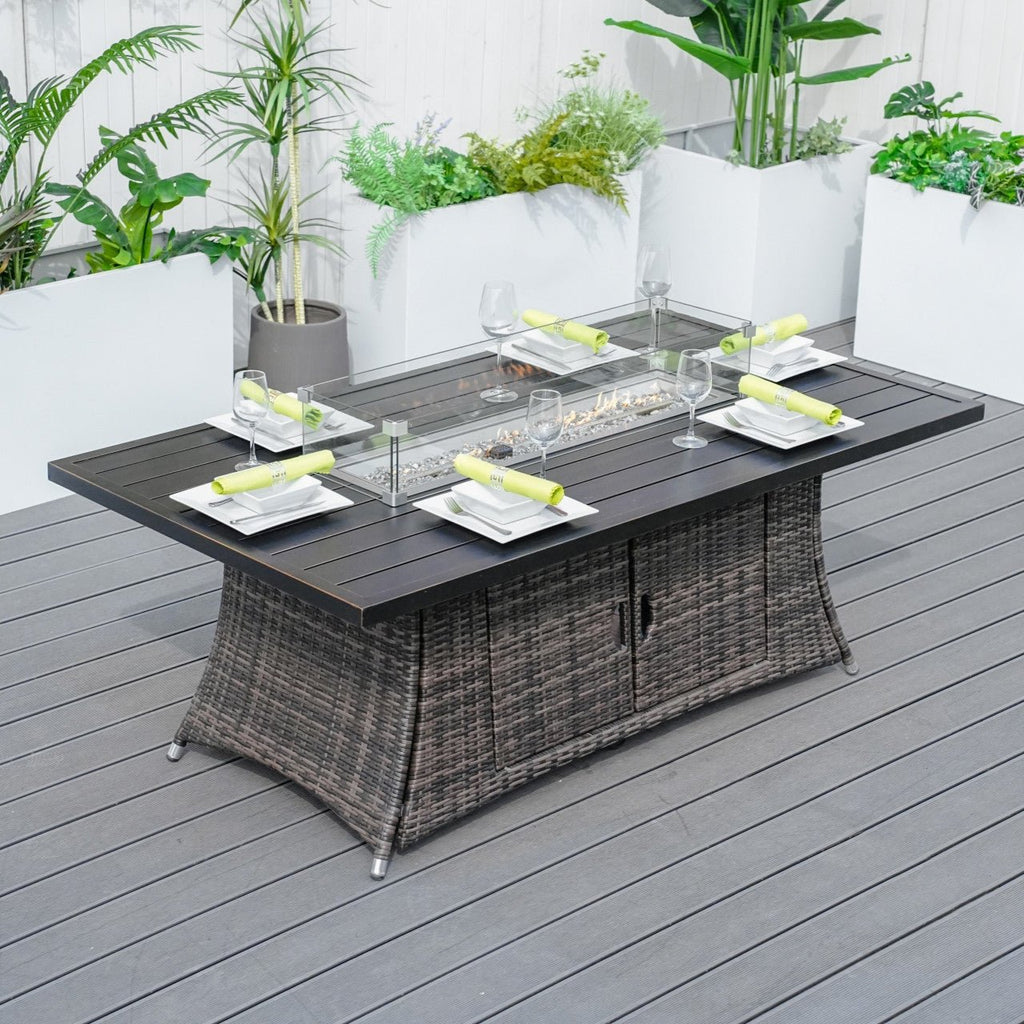 Outdoor Fire Pit Sofa Set with Rectangular Firepit Table (PAS - 1503+1106RA) - Direct Wicker