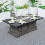 Outdoor Fire Pit Sofa Set with Rectangular Firepit Table (PAS - 1503+1106RA) - Direct Wicker