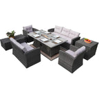 Outdoor Fire Pit Sofa Set with Rectangular Firepit Table (PAS - 1503+1106RA) - Direct Wicker
