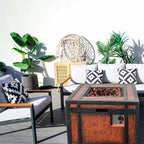 Outdoor Small Space Teak Armrests Exposed Aluminum Pipe Sofa Set (PAS-2481+PAG-2354) - Direct Wicker