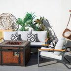 Outdoor Small Space Teak Armrests Exposed Aluminum Pipe Sofa Set (PAS-2481+PAG-2354) - Direct Wicker