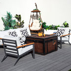 Outdoor Small Space Teak Armrests Exposed Aluminum Pipe Sofa Set (PAS-2481+PAG-2354) - Direct Wicker
