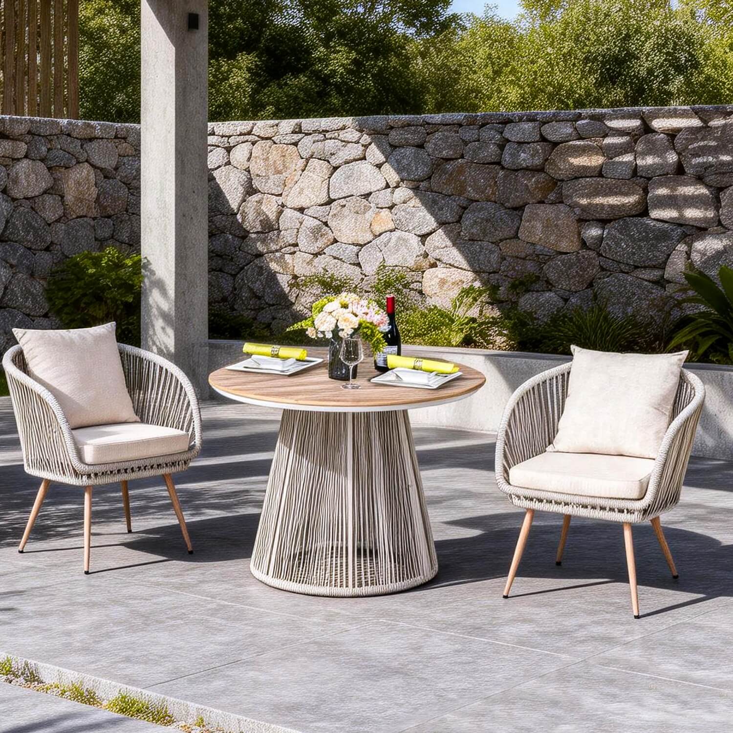 Outdoor Metal Bistro Set – Patio Table and Chair Set for Garden, Balcony, Café - Direct Wicker