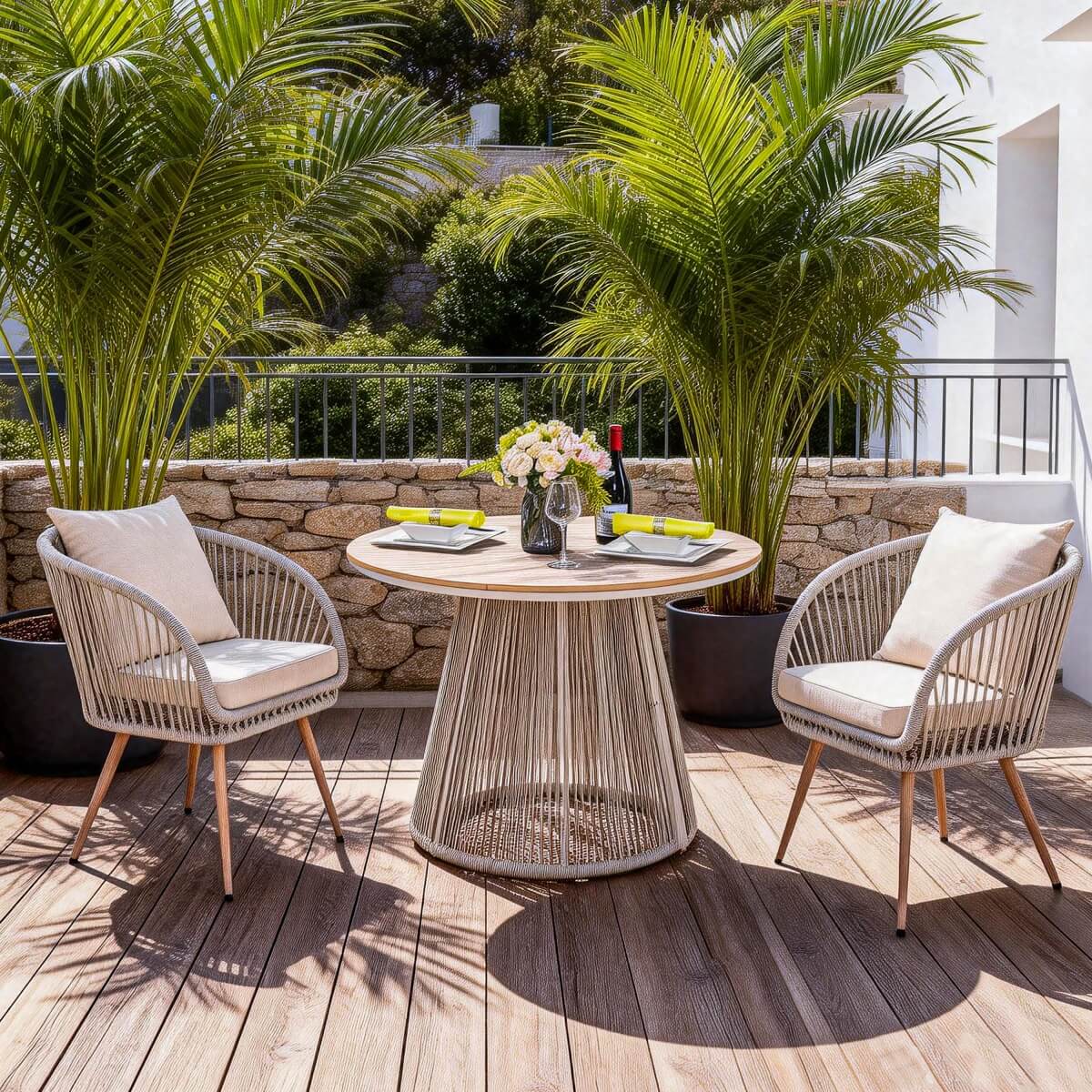 Outdoor Metal Bistro Set – Patio Table and Chair Set for Garden, Balcony, Café - Direct Wicker