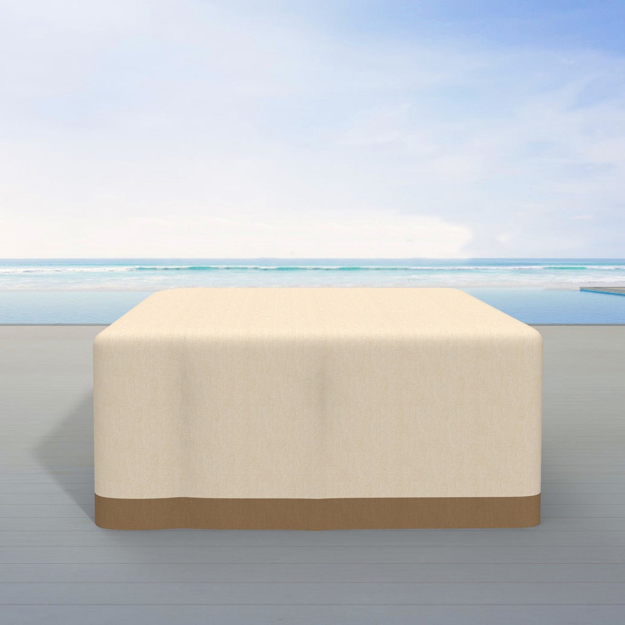 Outdoor Square Rain Cover for Whole Set in Biege Size 85" X 85" X 33.6"（RC - 1710） - Direct Wicker