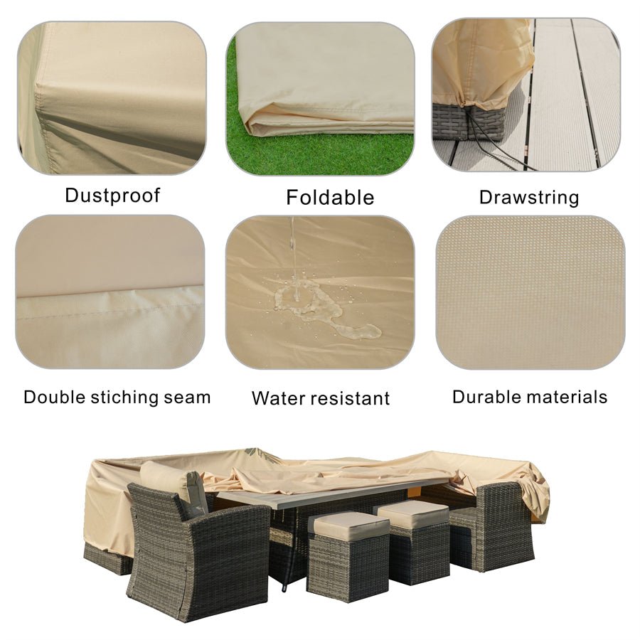 Outdoor Waterproof Furniture Cover with Elastic Drawstring & Sealed Seams（RC - 1402） - Direct Wicker