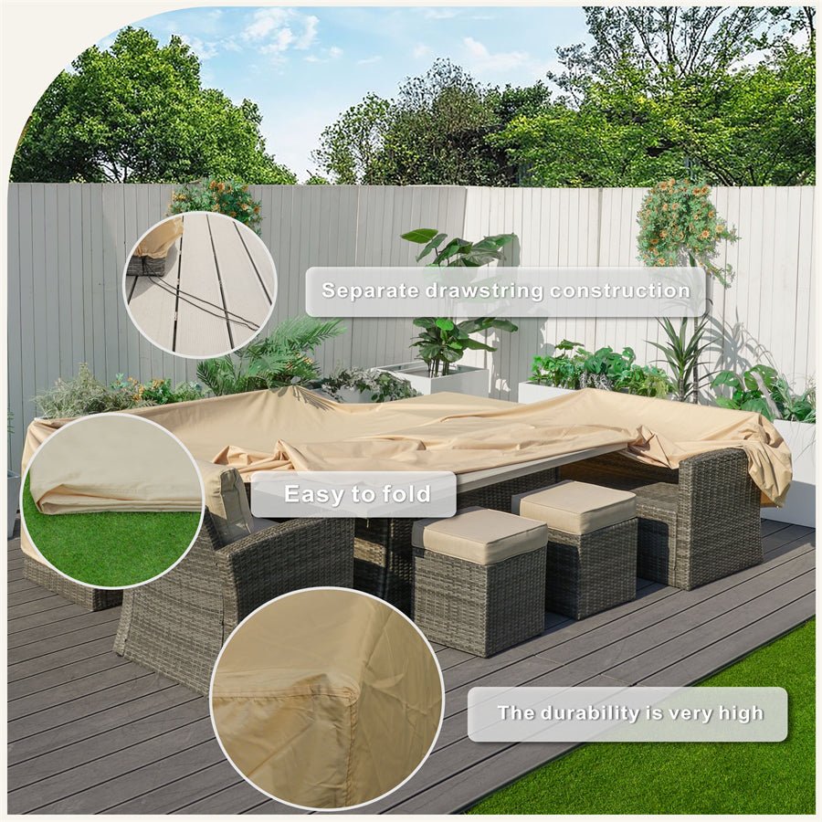 Outdoor Waterproof Furniture Cover with Elastic Drawstring & Sealed Seams（RC - 1402） - Direct Wicker
