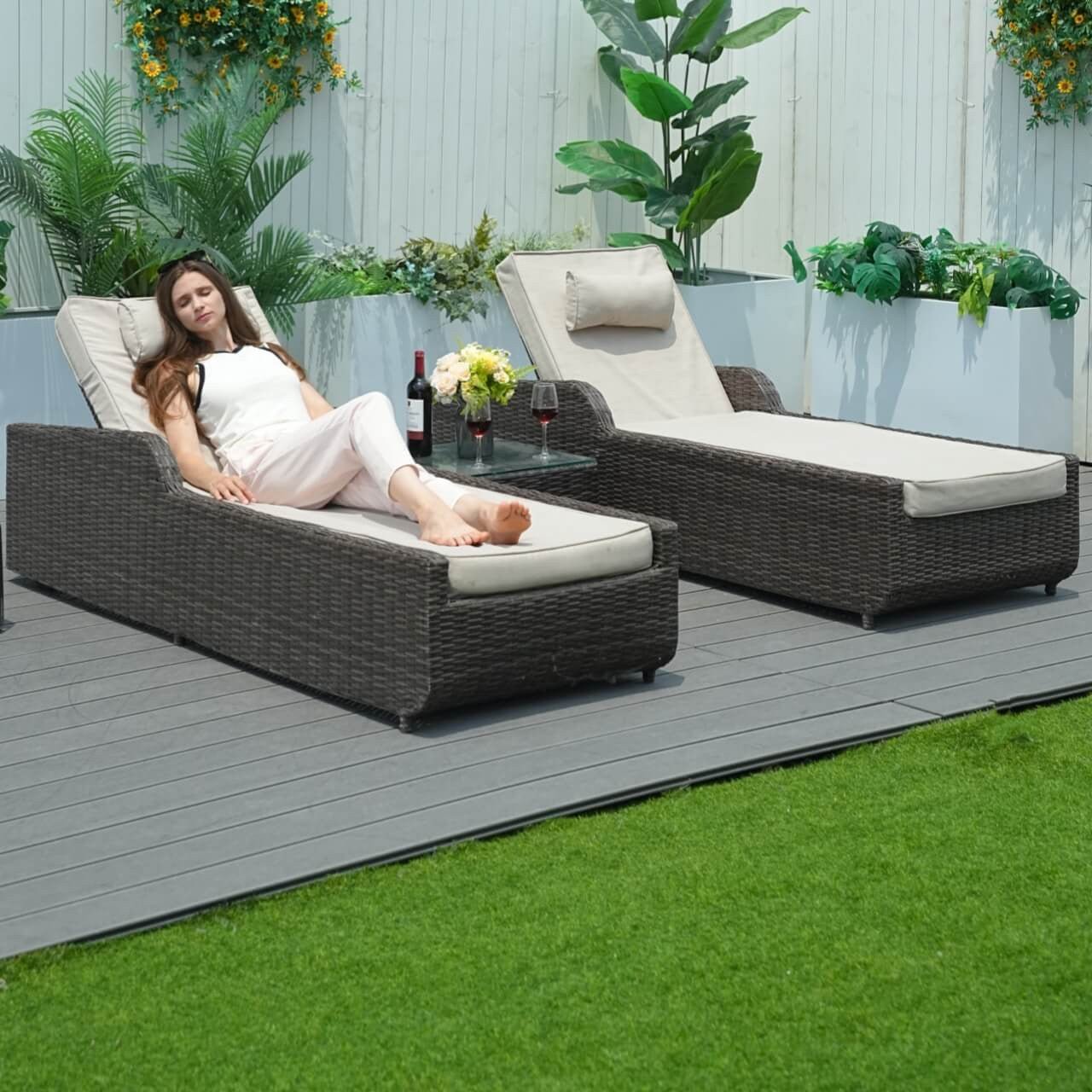 Outdoor Wicker Chaise Lounge (PAL - 1127B) - Direct Wicker