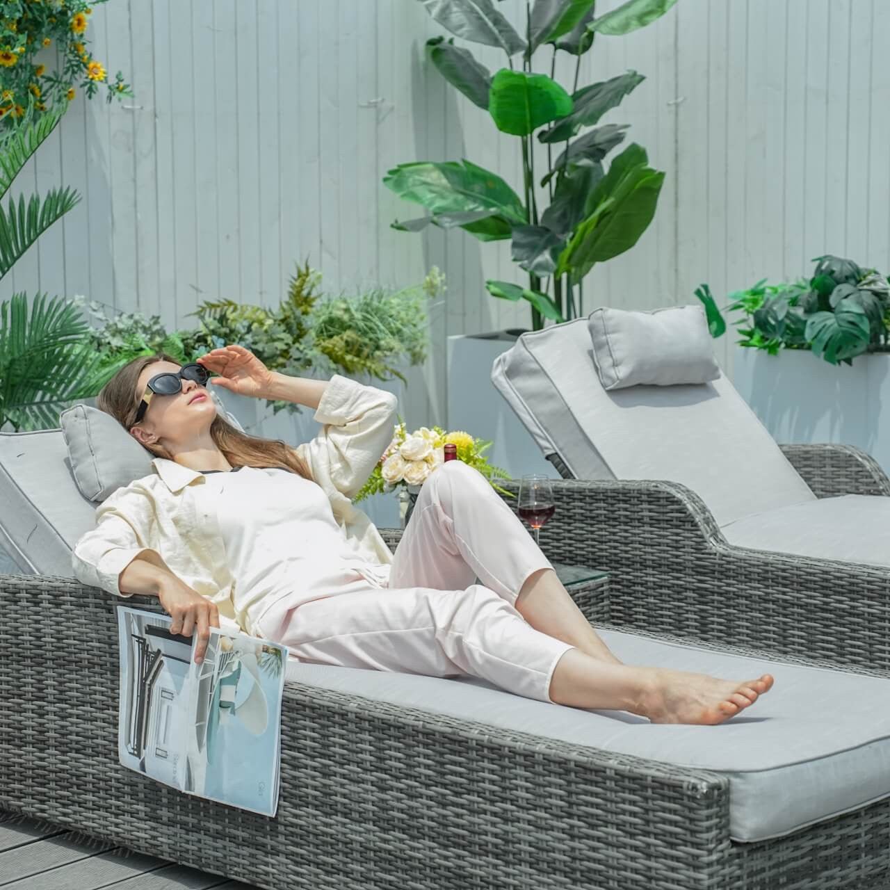 Outdoor Wicker Chaise Lounge (PAL - 1127B) - Direct Wicker