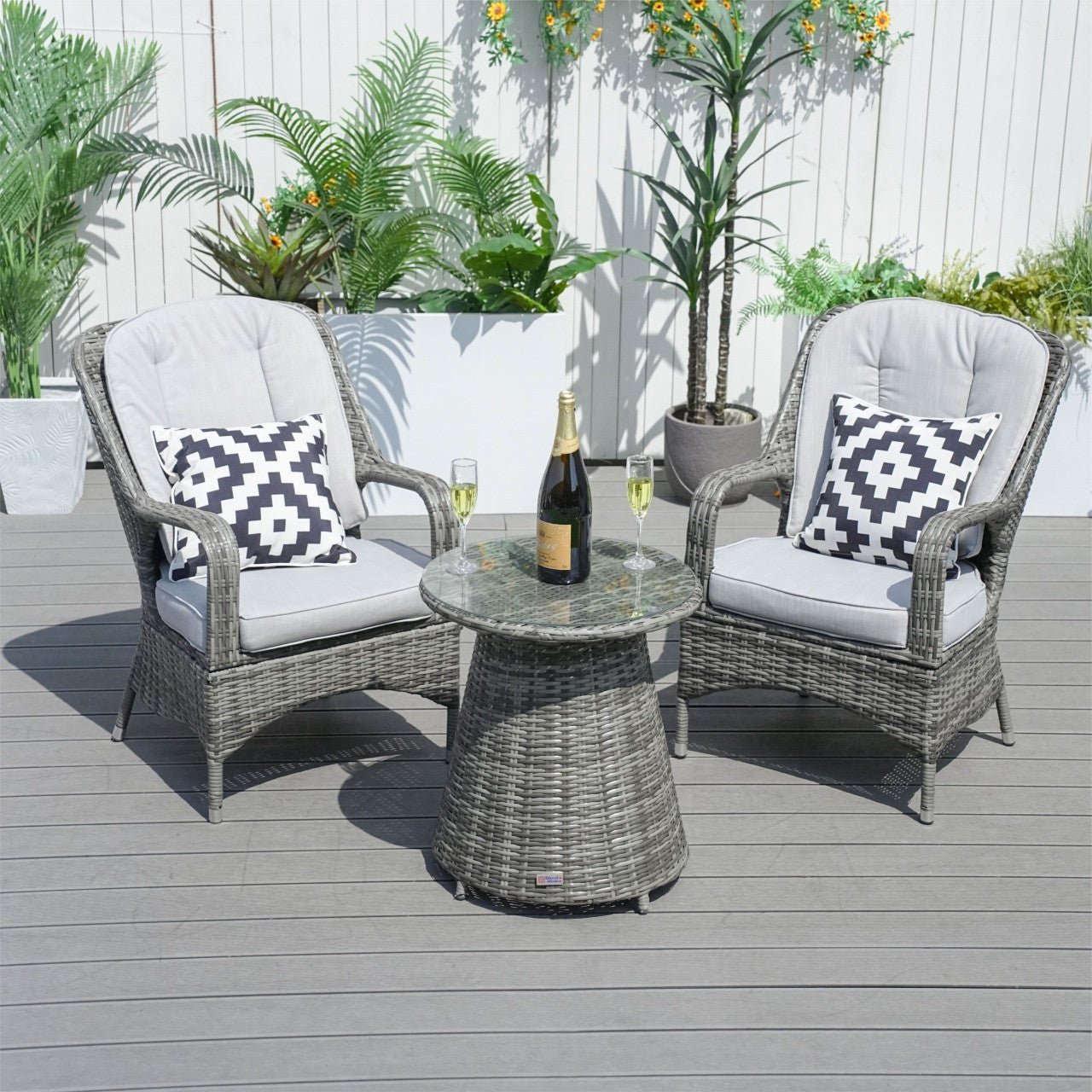 Parma 2 - Seater Bistro Set With Round Coffee Table (PAD - 1708) - Direct Wicker