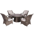 Parma 4-Seat Outdoor Fire Pit Set – Round Fire Table (G3R521E-GR) - Direct Wicker