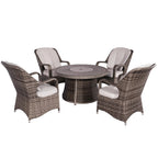 Parma 4-Seat Outdoor Fire Pit Set – Round Fire Table (G3R521E-GR) - Direct Wicker