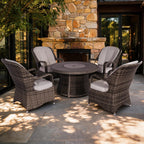 Parma 4-Seat Outdoor Fire Pit Set – Round Fire Table (G3R521E-GR) - Direct Wicker