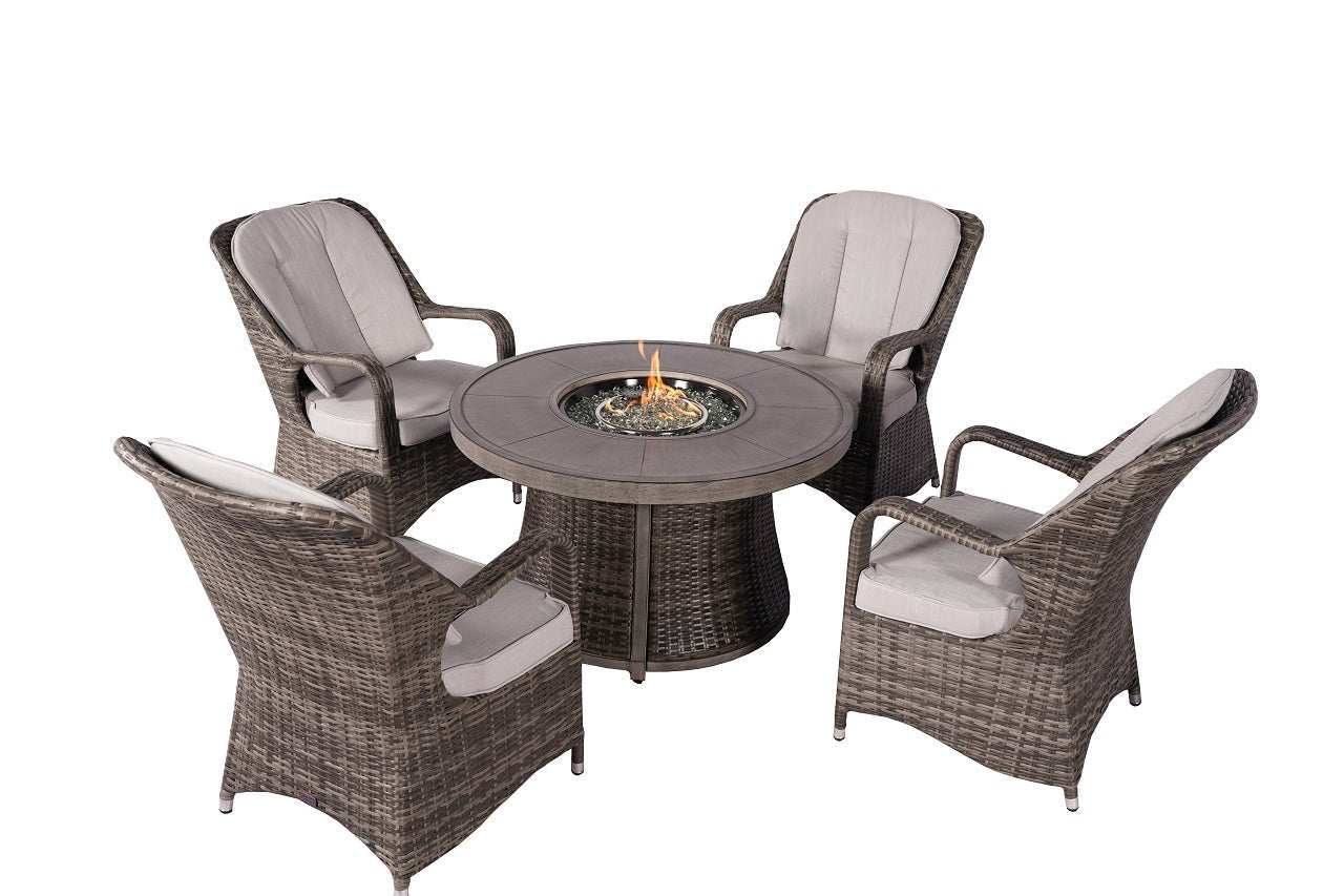 Parma 4 - Seater Outdoor Fire Pit Set – Round Fire Table (G3R521E - GR) - Direct Wicker