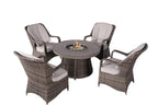 Parma 4 - Seater Outdoor Fire Pit Set – Round Fire Table (G3R521E - GR) - Direct Wicker