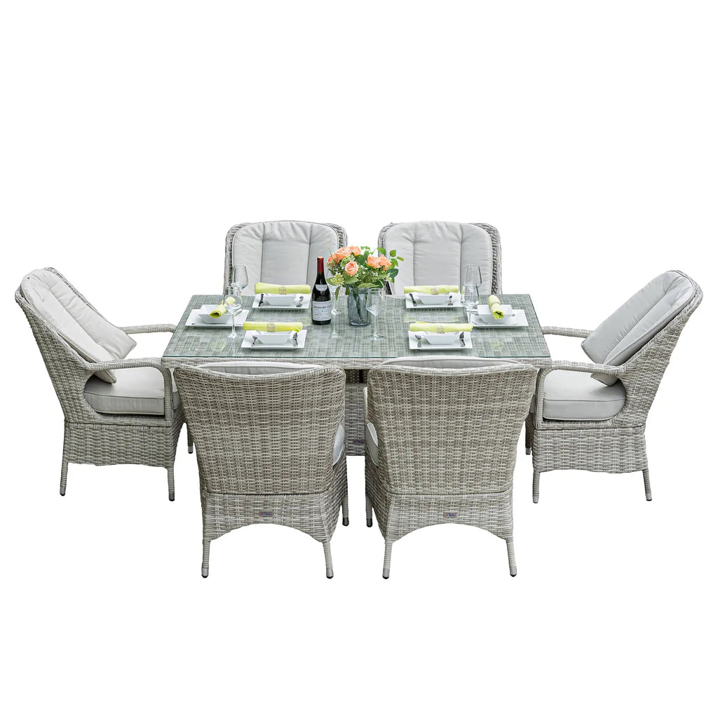Parma 6-Seat Outdoor Dining Set - Rectangular Dining Table (PAD-1712) - Direct Wicker