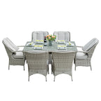 Parma 6-Seat Outdoor Dining Set - Rectangular Dining Table (PAD-1712) - Direct Wicker