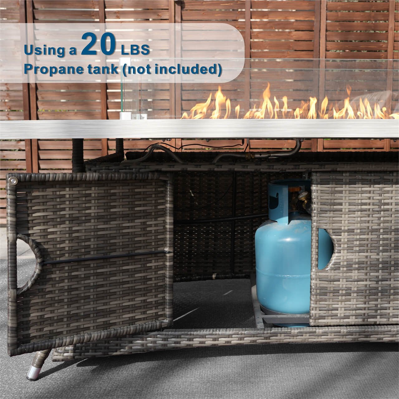 Parma 6 - Seat Outdoor Fire Pit Dining Set - Fire Pit Table with Aluminum TableTop (PAG - 1106RA) - Direct Wicker