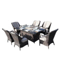 Parma 6-Seat Outdoor Fire Pit Dining Set- Fire Pit Table with Aluminum Tabletop (PAG-1106RA) - Direct Wicker