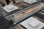 Parma 6-Seat Outdoor Fire Pit Dining Set - Rectangle Fire Pit Table with Aluminum Tabletop (PAG - 1106RA) - Direct Wicker