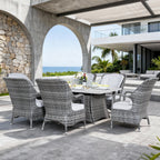 Parma 6-Seat Outdoor Fire Pit Dining Set - Rectangle Fire Pit Table with Aluminum Tabletop (PAG - 1106RA) - Direct Wicker