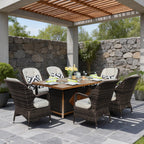 Parma 6 - Seat Outdoor Fire Pit Dining Set - Rectangle Fire Pit Table with Ice Bucket (PAG - 1106FI) - Direct Wicker