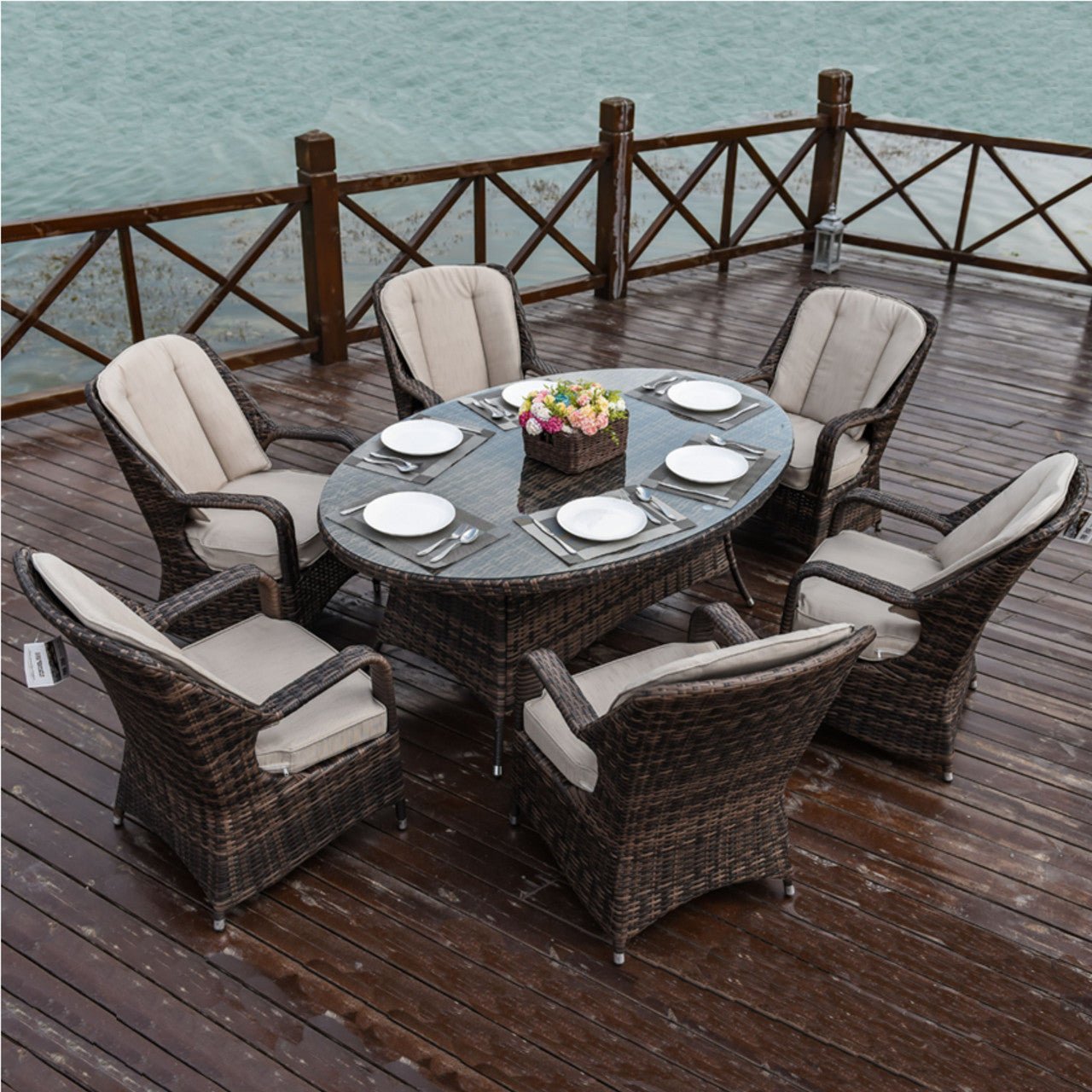 Parma 6 - Seater Outdoor Dining Set – Oval Dining Table (PAD - 1713) - Direct Wicker