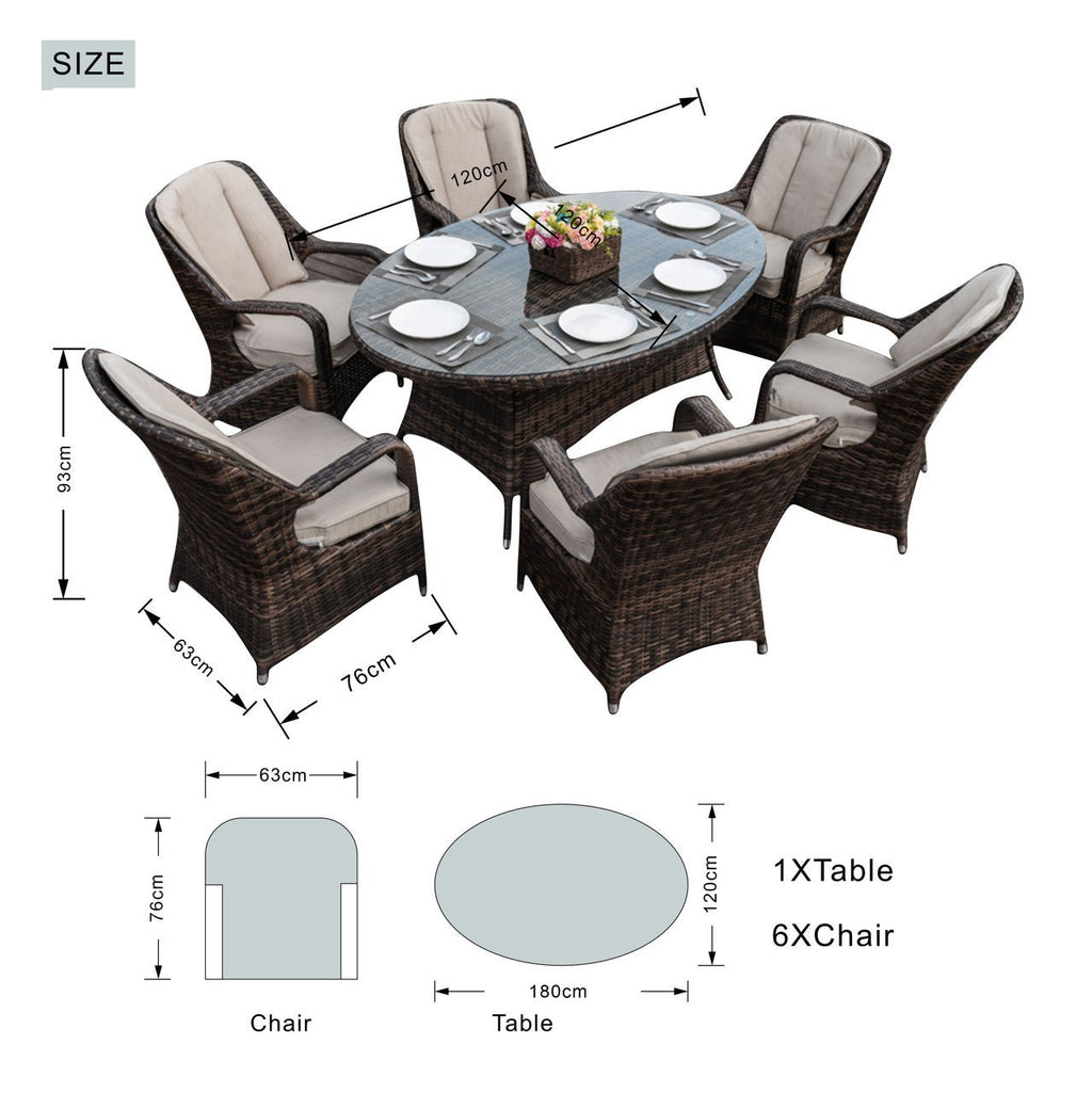 Parma 6 - Seater Outdoor Dining Set – Oval Dining Table (PAD - 1713) - Direct Wicker
