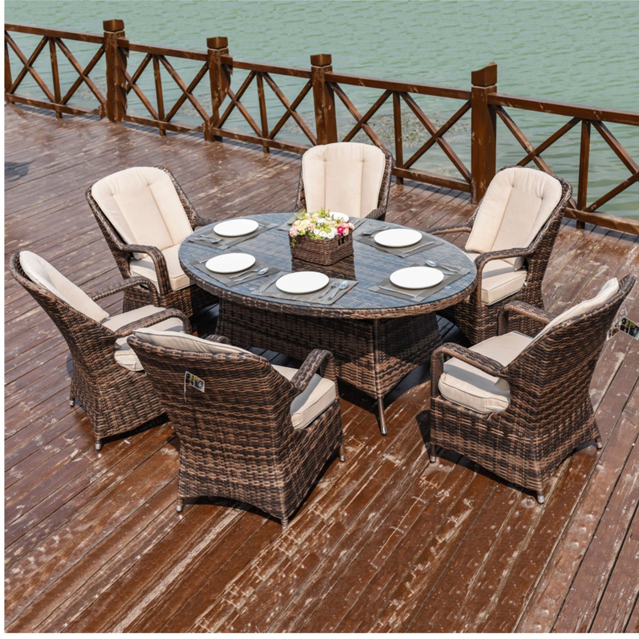 Parma 6 - Seater Outdoor Dining Set – Oval Dining Table (PAD - 1713) - Direct Wicker