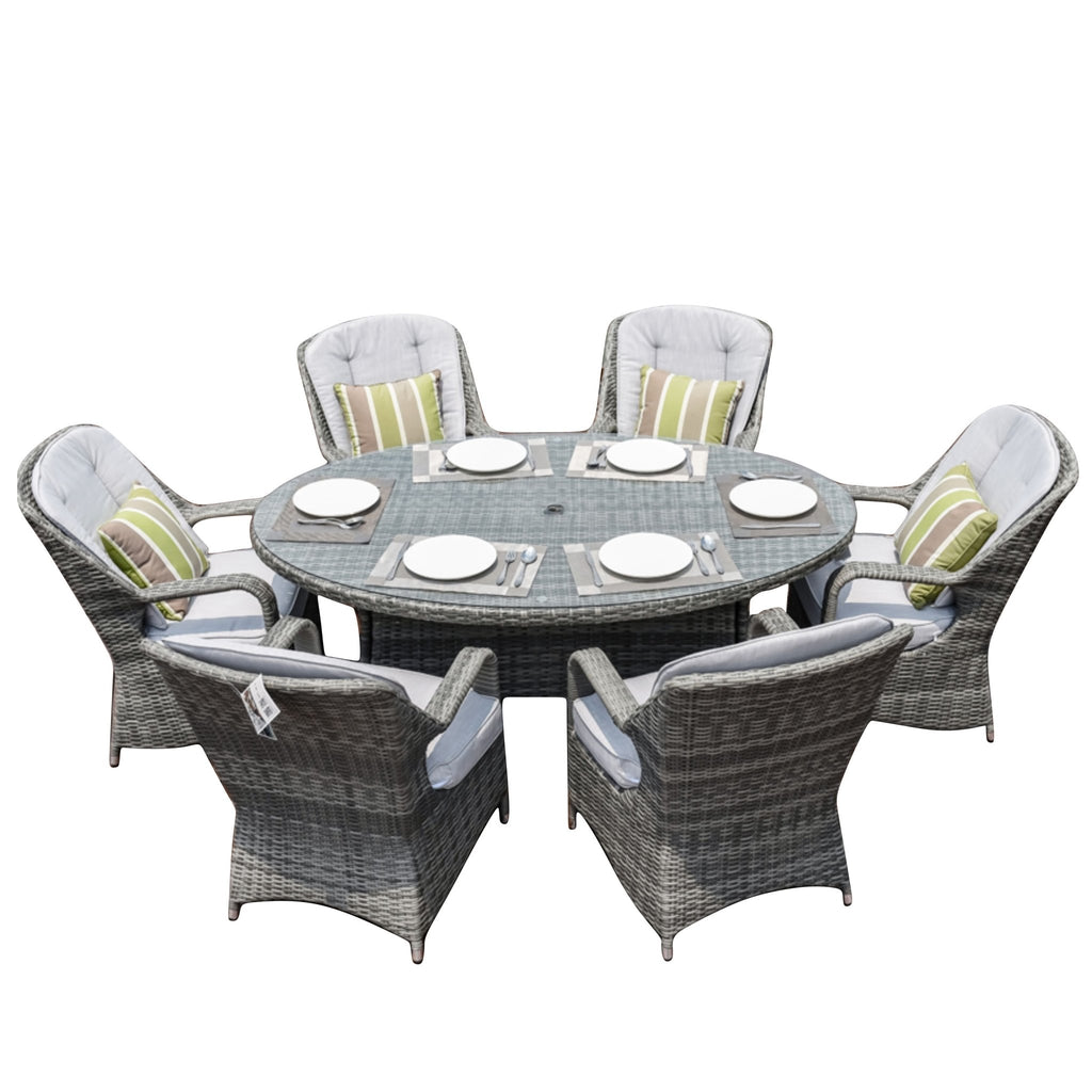 Parma 6 - Seater Outdoor Dining Set – Oval Dining Table (PAD - 1713) - Direct Wicker