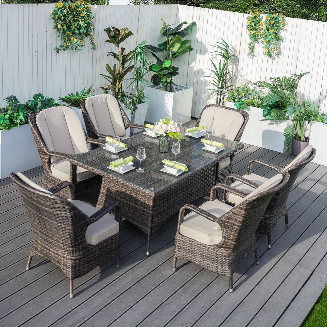 Parma 6 - Seater Outdoor Dining Set - Rectangular Dining Table (PAD - 1712) - Direct Wicker