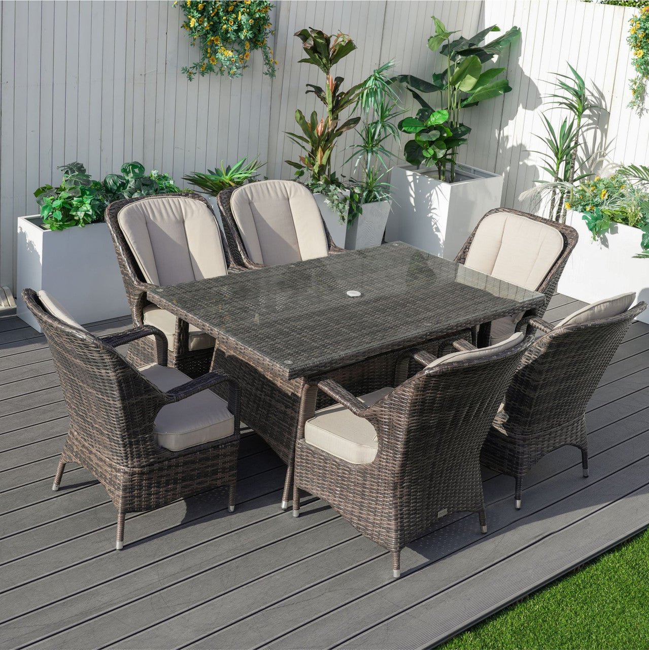 Parma 6 - Seater Outdoor Dining Set - Rectangular Dining Table (PAD - 1712) - Direct Wicker