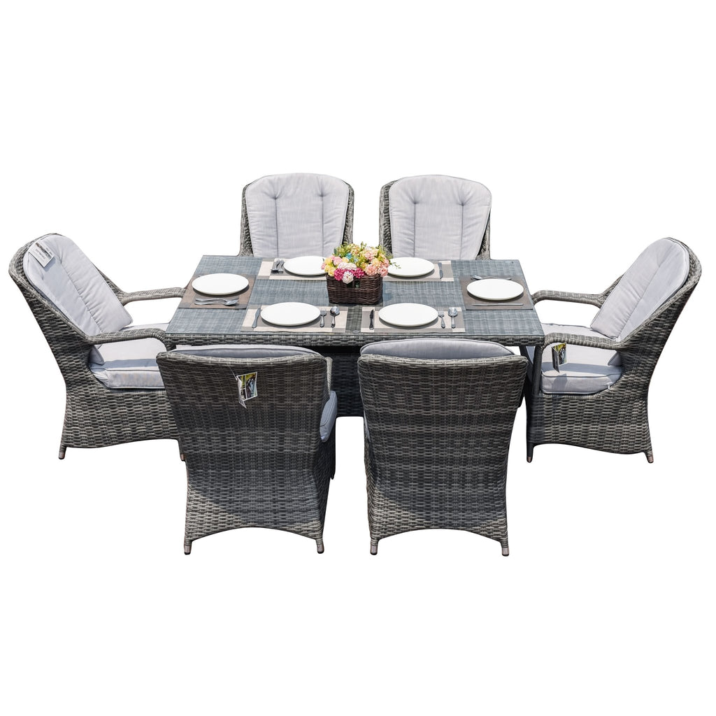 Parma 6 - Seater Outdoor Dining Set - Rectangular Dining Table (PAD - 1712) - Direct Wicker