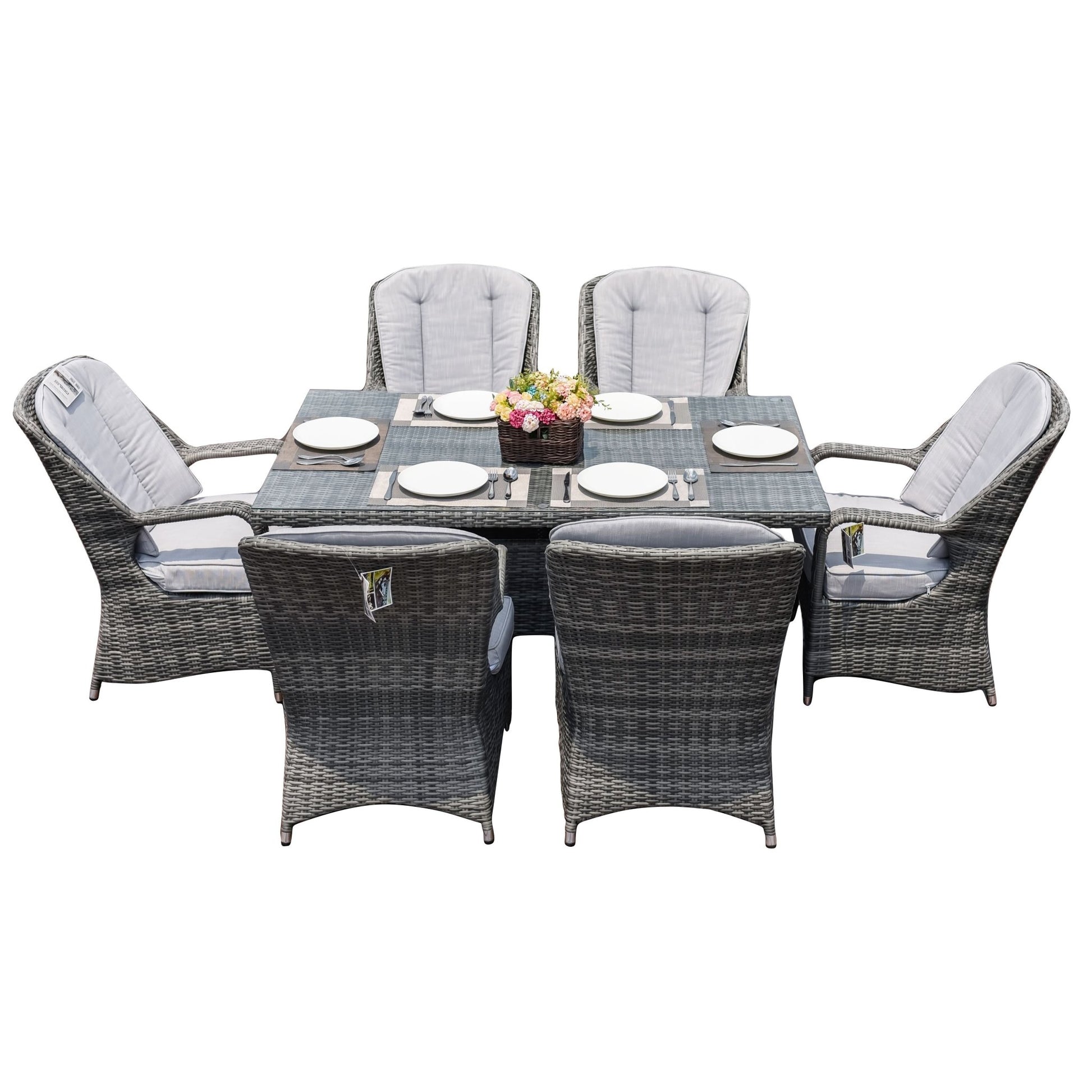 Parma 6 - Seater Outdoor Dining Set - Rectangular Dining Table (PAD - 1712) - Direct Wicker