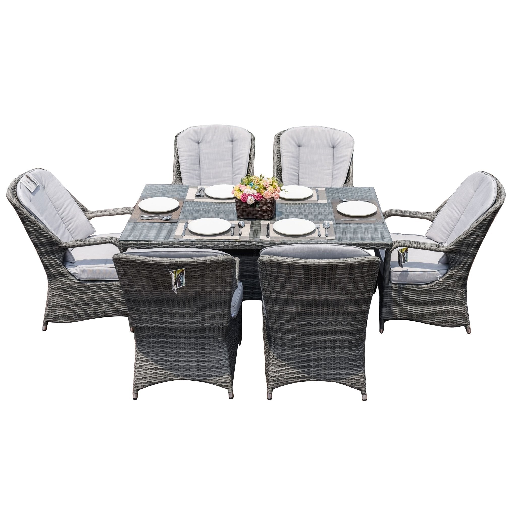 Parma 6 - Seater Outdoor Dining Set - Rectangular Dining Table (PAD - 1712) - Direct Wicker