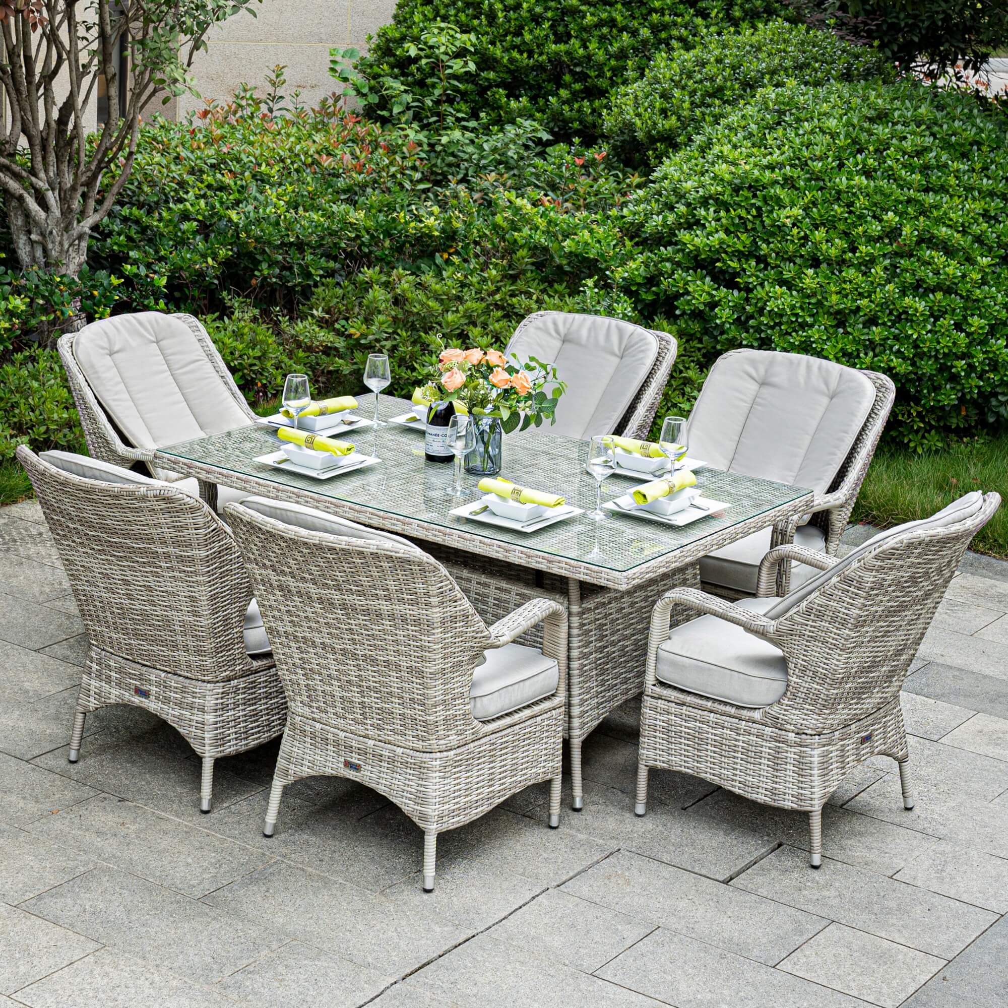 Parma 6 - Seater Outdoor Dining Set - Rectangular Dining Table (PAD - 1712) - Direct Wicker