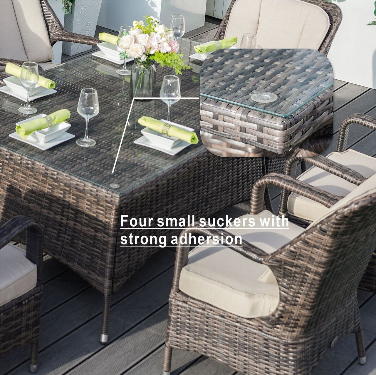 Parma 6 - Seater Outdoor Dining Set - Rectangular Dining Table (PAD - 1712) - Direct Wicker