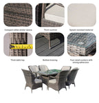 Parma 6 - Seater Outdoor Dining Set - Rectangular Dining Table (PAD - 1712) - Direct Wicker
