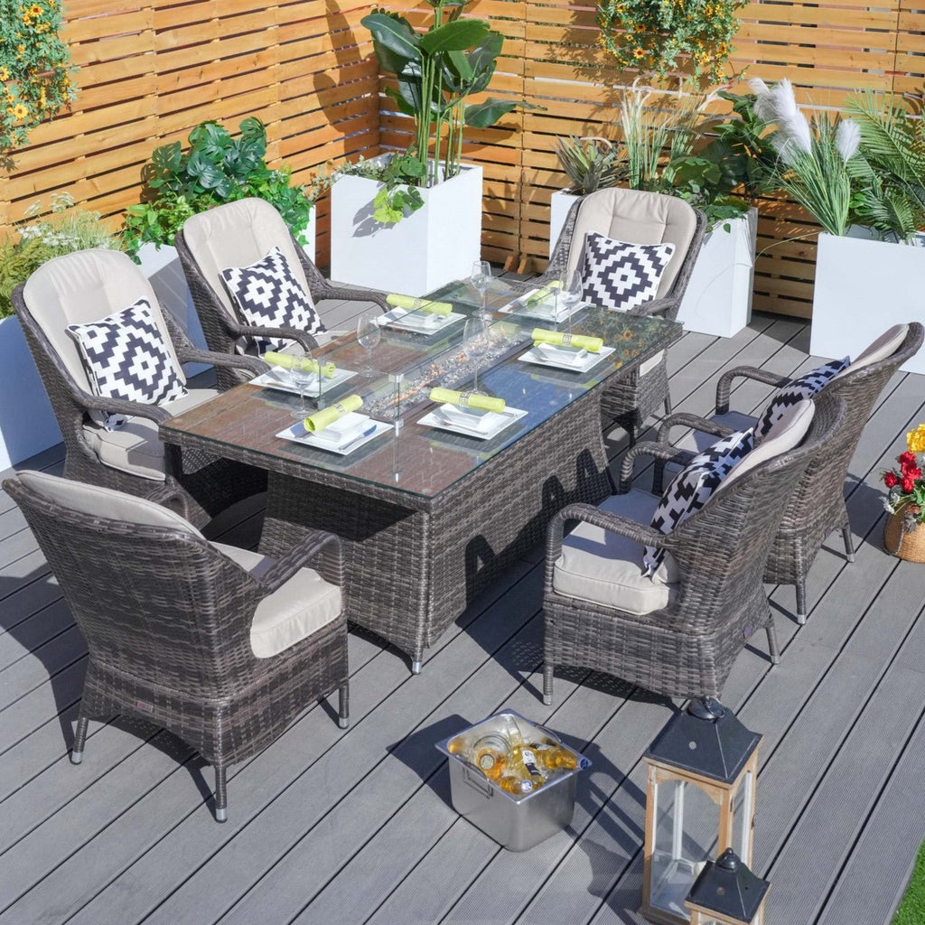 Details of Direct Wicker's 6-Seat Rectangle Patio Fire Pit Set (PAG-1106R)