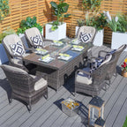 Details of Direct Wicker's 6-Seat Rectangle Patio Fire Pit Set (PAG-1106R)